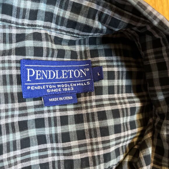 Pendleton Short Sleeve Green Plaid Button Down Shirt Size Large See Note - Picture 3 of 7